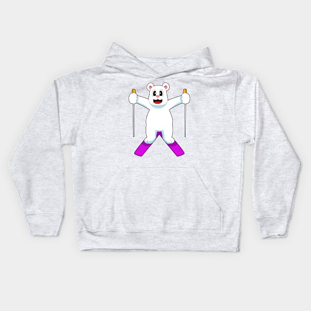 Polar bear Skier Ski Winter sports Kids Hoodie by Markus Schnabel